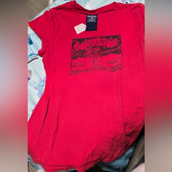 Vintage Y2K Polo Jeans Co Ralph Lauren Red Graphic Tee M - Picture 2 of 5